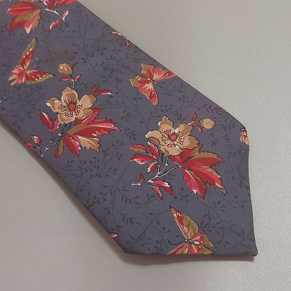 Vintage Styled In Italy Handmade Tie 52" Pop Up Floral Print - Picture 2 of 5
